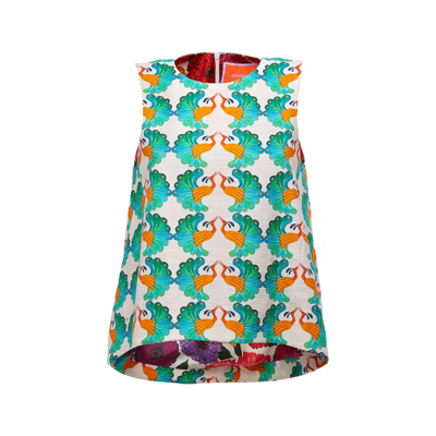La Doublej La Scala Peacock-print Cotton-blend Twill Top In Kissers