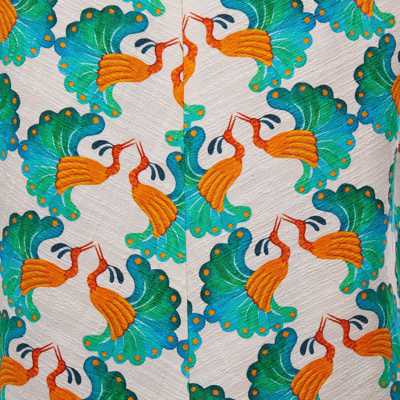 La Doublej La Scala Peacock-print Cotton-blend Twill Top In Kissers