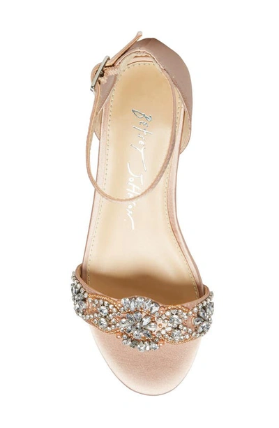 Shop Betsey Johnson Crystal Ankle Strap Sandal In Champagne