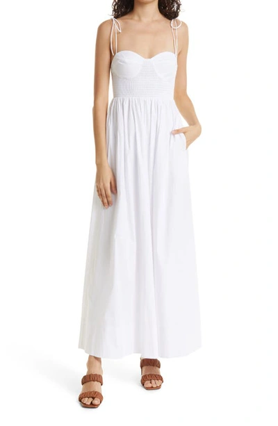 Shop Staud Landy Tie Shoulder Maxi Dress In White