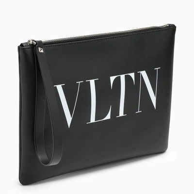 Shop Valentino Large Vltn Pouch In Black Leather