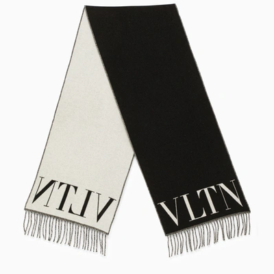 Shop Valentino Vltn Black And White Reversible Scarf