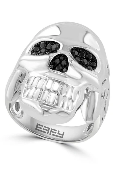 Shop Effy Sterling Silver Pavé Black Spinel Skull Ring