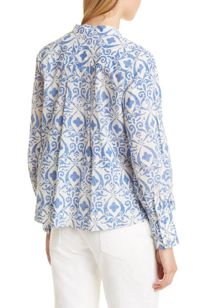 Shop Mille Freya Floral Embroidered Cotton Top In Mykonos