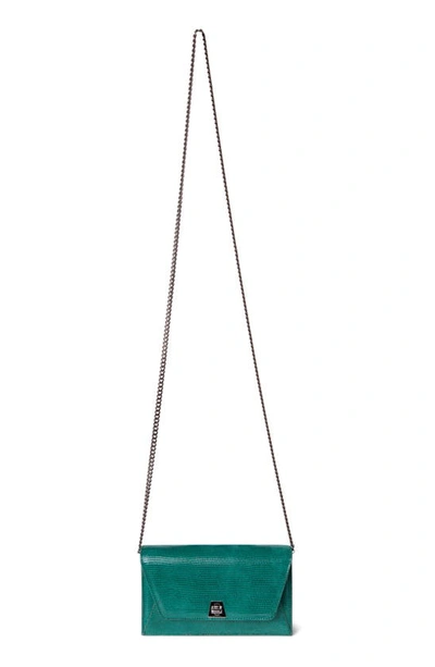 Shop Akris Anouk Lizard Embossed Suede Crossbody Bag In Emerald