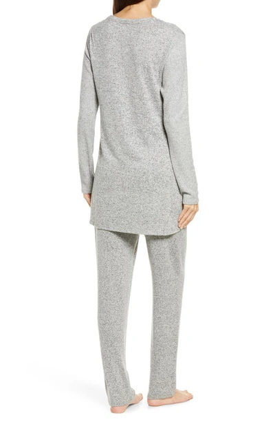 Shop Natori V-neck Knit Tunic In Ht. Grey