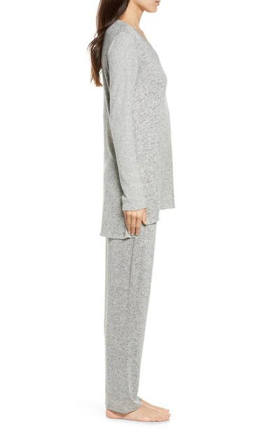 Shop Natori V-neck Knit Tunic In Ht. Grey