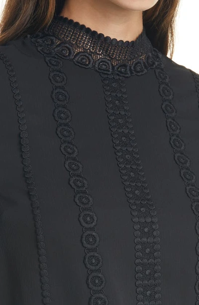 Shop Ted Baker Vessar Lace Trim Chiffon Blouse In Black