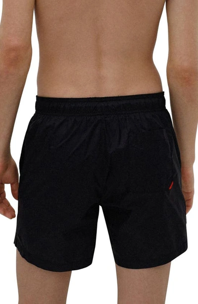 Shop Hugo Boss Haiti Recycled Polyamide Swim Trunks In Black