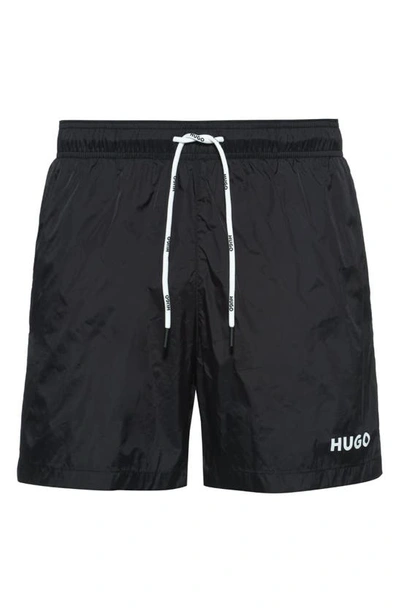 Shop Hugo Boss Haiti Recycled Polyamide Swim Trunks In Black