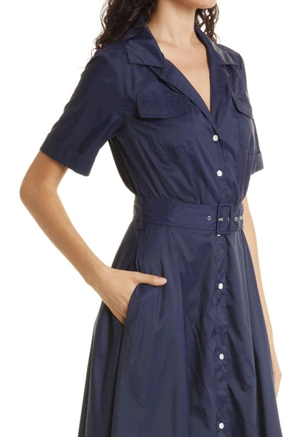 Staud Millie Belted Maxi Shirt Dress In Navy
