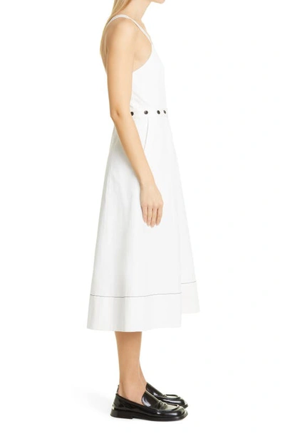 Shop Proenza Schouler White Label Belted Zip Front Cotton & Linen Midi Dress In Off White