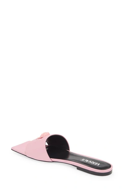 Shop Versace Medusa Embellished Slide Sandals In Baby Pink