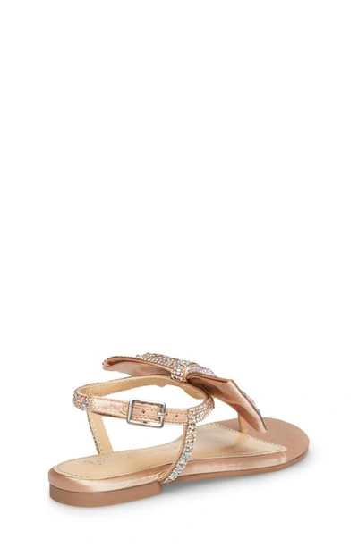 Betsey Johnson Little And Big Girls Sasha T-strap Sandals With Bow Detail In Champagne