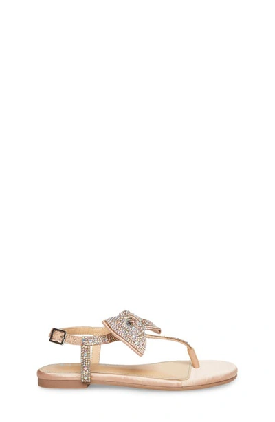 Betsey Johnson Little And Big Girls Sasha T-strap Sandals With Bow Detail In Champagne