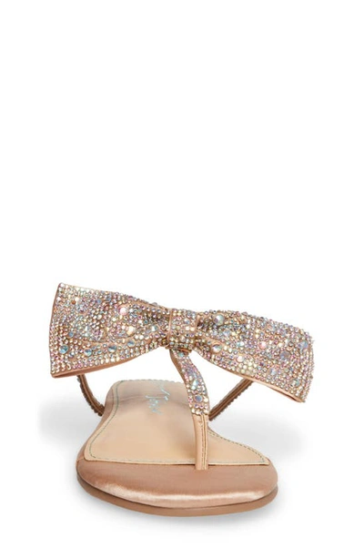 Betsey Johnson Little And Big Girls Sasha T-strap Sandals With Bow Detail In Champagne