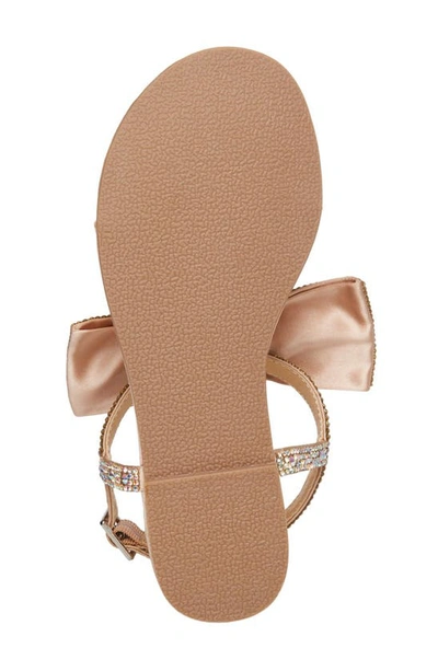 Betsey Johnson Little And Big Girls Sasha T-strap Sandals With Bow Detail In Champagne