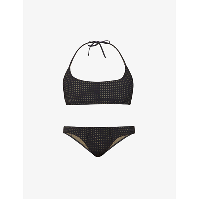 Shop Lisa Marie Fernandez Corset Polka-dot Bikini In Black Swiss Dot Bonded