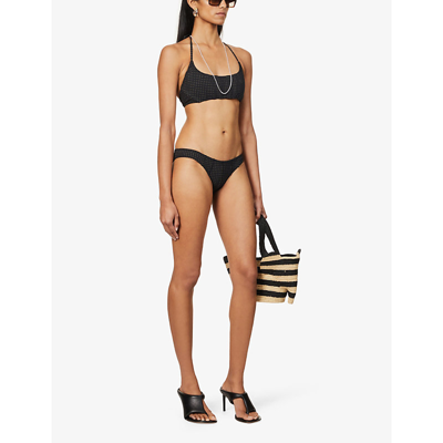 Shop Lisa Marie Fernandez Corset Polka-dot Bikini In Black Swiss Dot Bonded