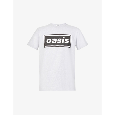 Liam Gallagher X Oasis Logo-print Cotton-jersey T-shirt In Grey | ModeSens