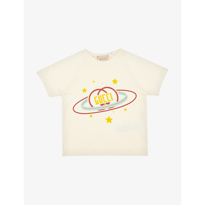 Shop Gucci Space Logo-print Cotton-jersey T-shirt 6-36 Months In Sunkissed/mc
