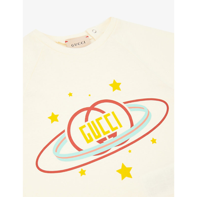 Shop Gucci Space Logo-print Cotton-jersey T-shirt 6-36 Months In Sunkissed/mc