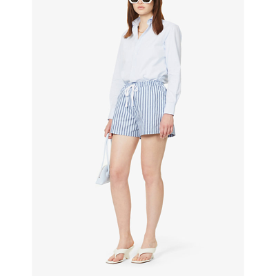 Shop With Nothing Underneath The Boyfriend Long-sleeved Cotton-poplin Shirt In Steel Blue