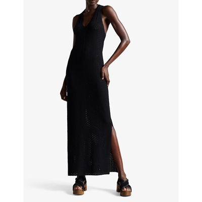 Shop Ted Baker Women's Black Sileina Crocheted Woven Maxi Dress