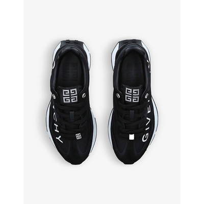 Shop Givenchy Giv Runner Logo-print Suede And Mesh Low-top Trainers In Black