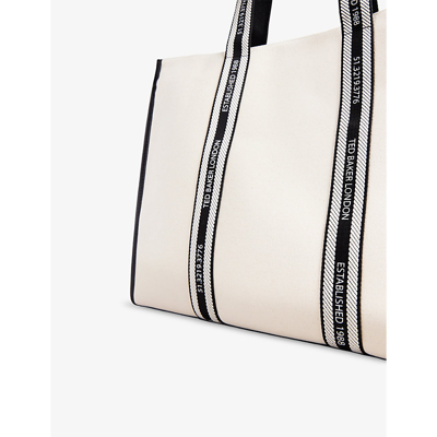 Shop Ted Baker Women's White Georjey Branded-strap Cotton-canvas Tote Bag