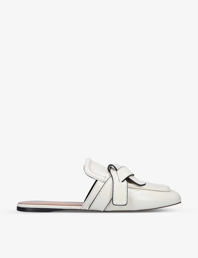 Shop Loewe Gate Knotted Leather Mules In Cream