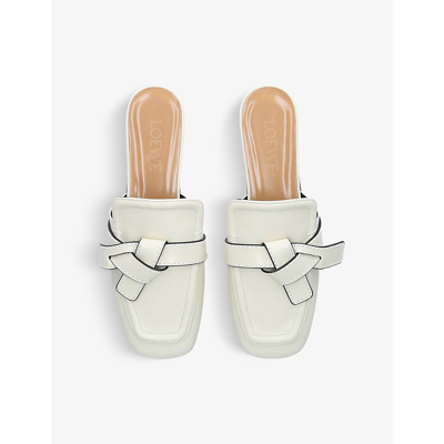 Shop Loewe Gate Knotted Leather Mules In Cream