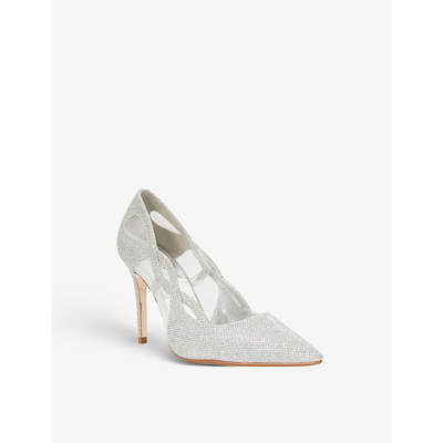 Shop Dune Bristal Cut-out Mesh Court Heels In Silver-fabric