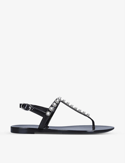 Shop Stuart Weitzman Goldie Faux-pearl Embellished Jelly Sandals In Black
