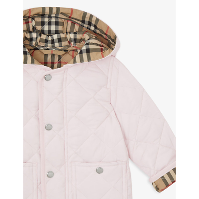 Shop Burberry Girls Alabaster Pink Kids Reilly Check-print Woven Coat 6 Months - 2 Years