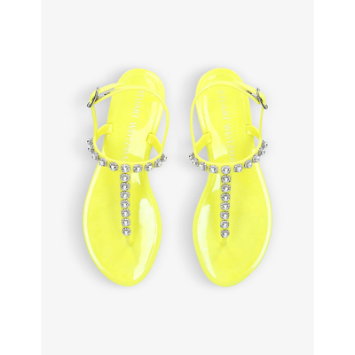 Shop Stuart Weitzman Goldie Embellished Jelly Sandals In Yellow