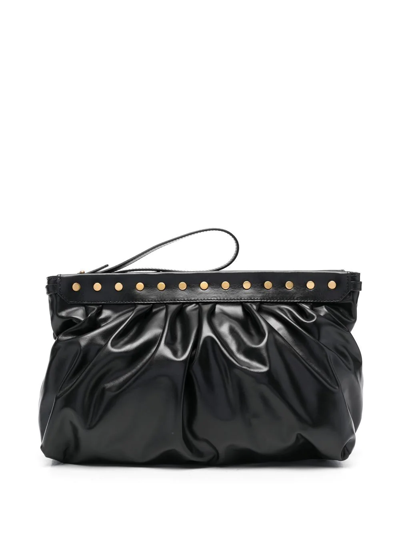 Shop Isabel Marant Luz Leather Clutch Bag In Black