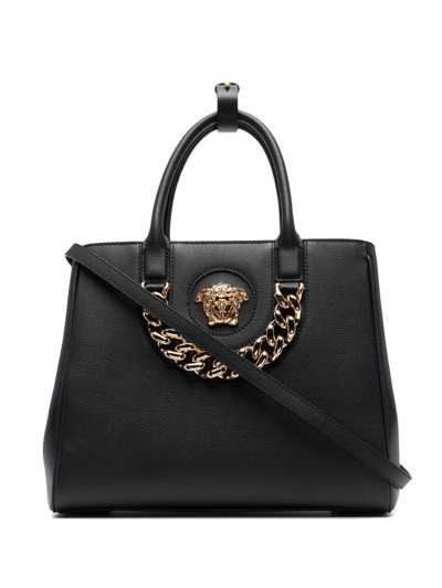 Shop Versace Large Medusa Head Tote Bag In Black