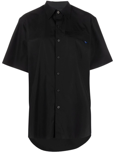 Shop Ader Error Flap-pocket Cotton Shirt In Black