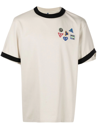 Ader Error Beige T-shirt With Multi Patches In Neutrals