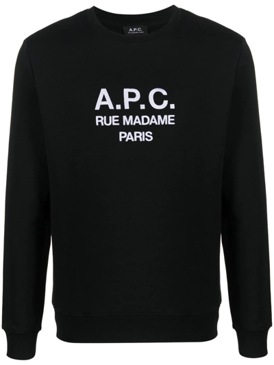 Shop Apc Organic-cotton Logo-print Jumper In Black