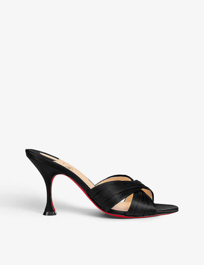 Shop Christian Louboutin Nicol Is Back 85 Satin Heeled Mules In Black