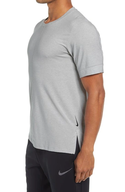 Shop Nike Dri-fit Yoga T-shirt In Light Smoke Grey/ White/ Black