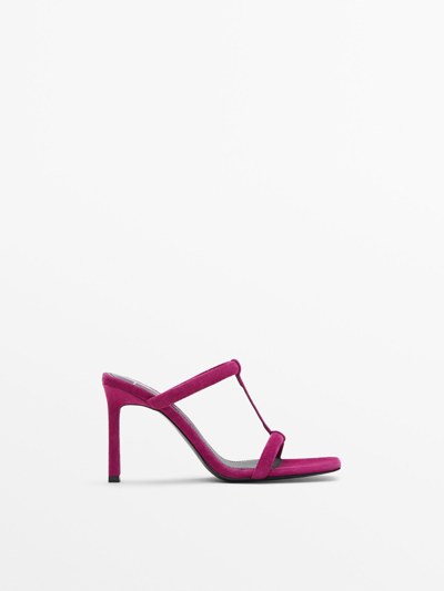 Shop Massimo Dutti Suede High-heel Sandals -studio In Fuchsia