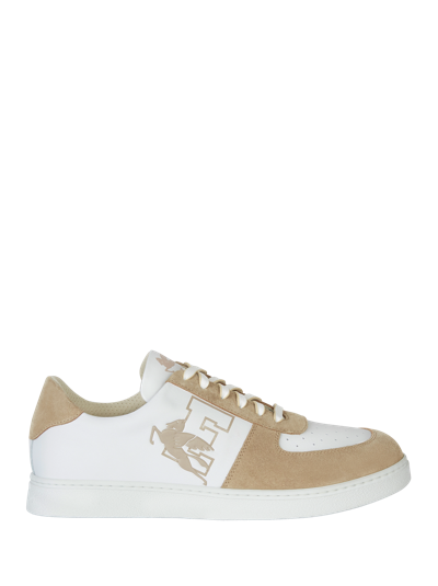 Shop Etro Sneakers With Logo And Pegaso In Beige