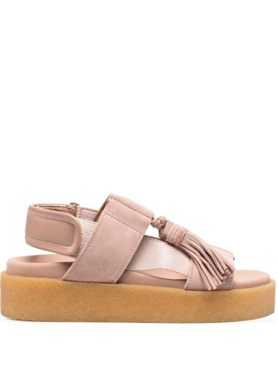 Shop Clarks Originals Crepe Tassel-embellished Platform Sandals In Pink