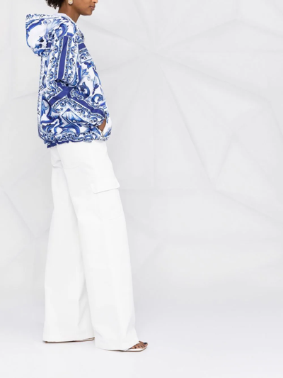 Dolce & Gabbana Majolica-print Hooded Windbreaker In White