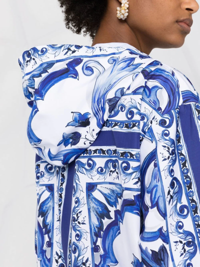 Dolce & Gabbana Majolica-print Hooded Windbreaker In White