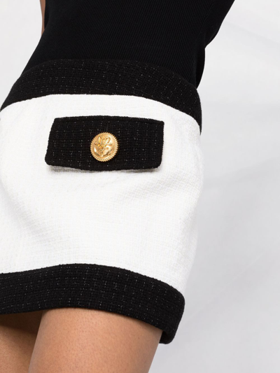 Dsquared2 Two-tone Tweed Miniskirt In White