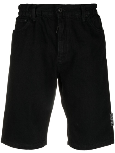 Shop Off-white Denim Bermuda Shorts In Black